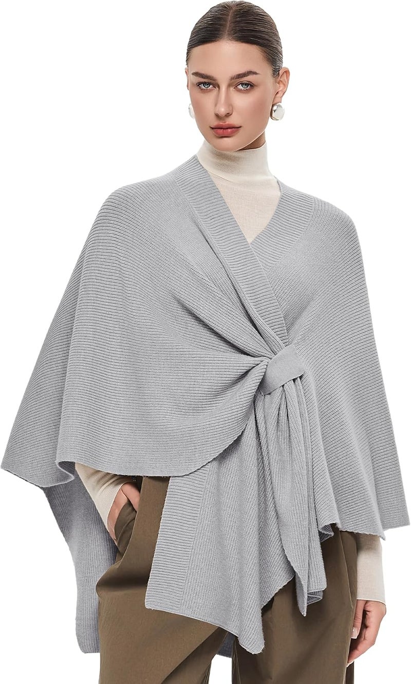 Puli Women's Elegant Shawl Wraps Soft Open Front Poncho Sweater for Spring Fall Winter - Image 1
